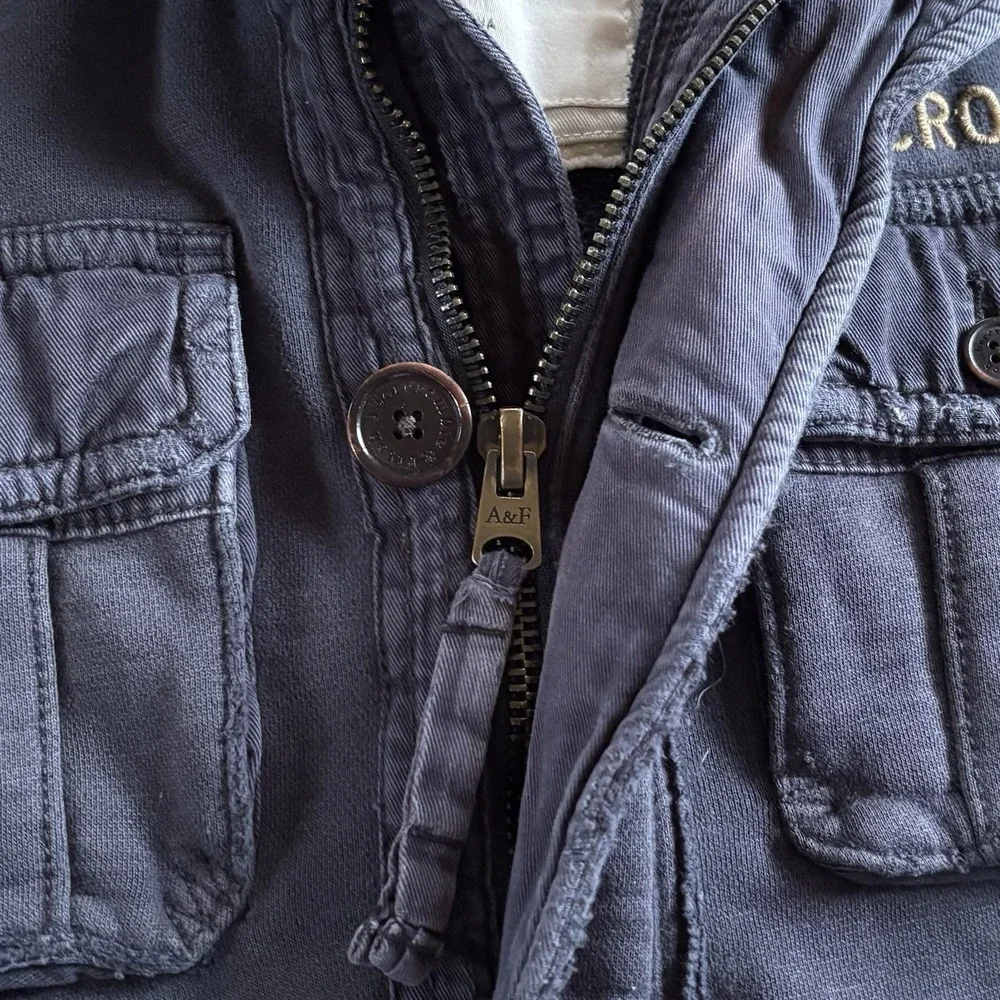 VTG Abercrombie & Fitch Sentinel Military Cargo Jacket Coat Mens L Navy Blue